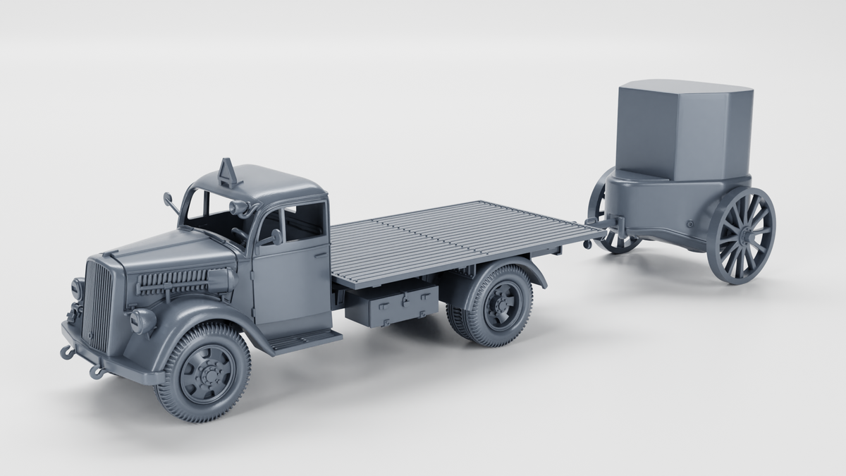 WG3D Opel Blitz 3-Tons (standard+flatbed) + mobile bunker Panzernest (Germany, WW2)