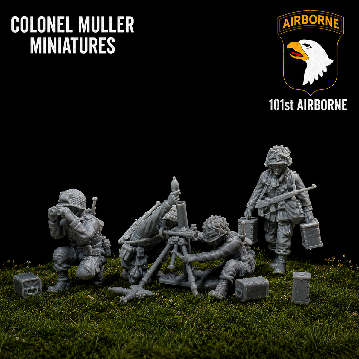 Col. Muller US Airborne 81mm Mortar & Crew