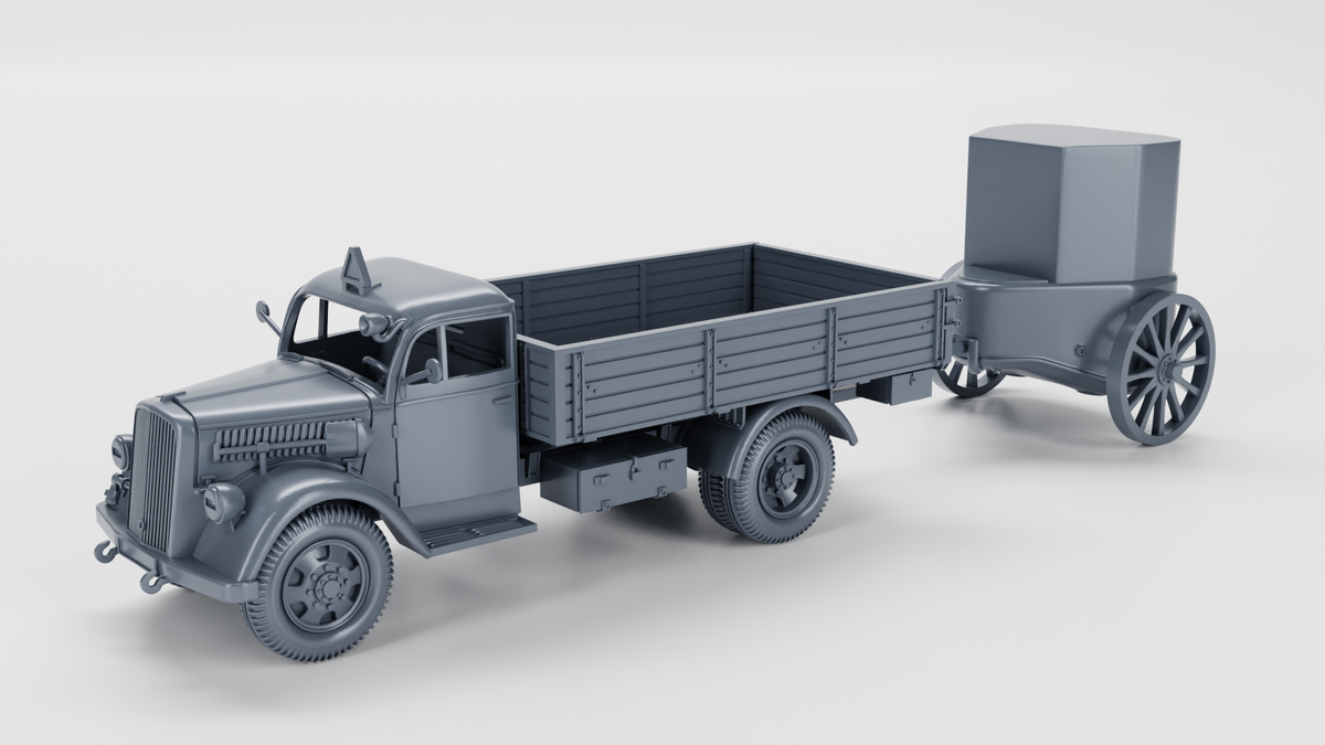 WG3D Opel Blitz 3-Tons (standard+flatbed) + mobile bunker Panzernest (Germany, WW2)