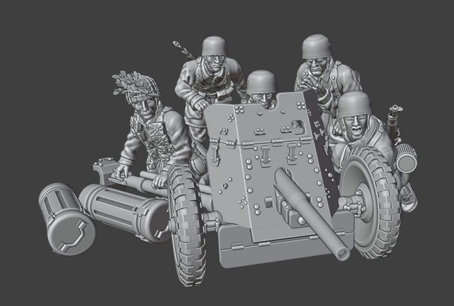 Col.Muller Fallschirmjager PaK36 with Stielgranate 41