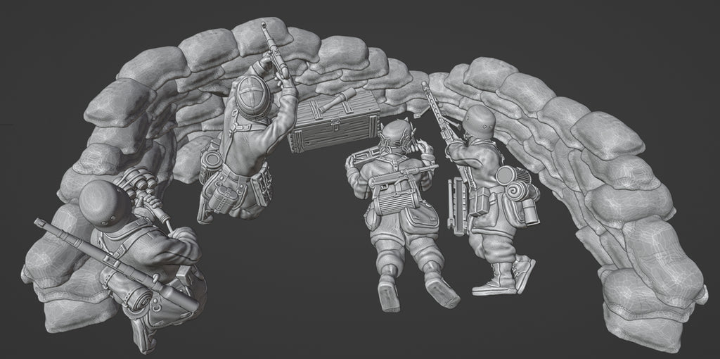 Col.Muller Fallschirmjager in fortified sandbag position