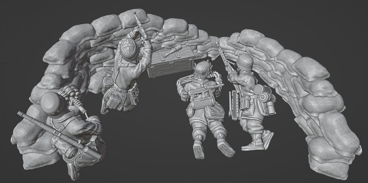 Col.Muller Fallschirmjager in fortified sandbag position