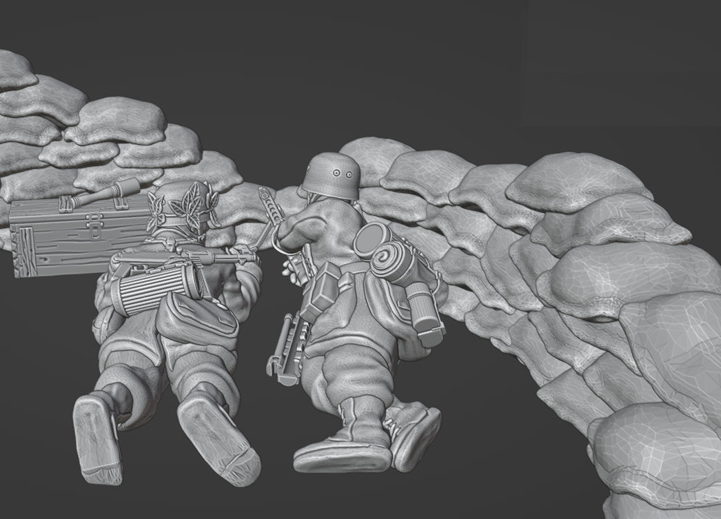 Col.Muller Fallschirmjager in fortified sandbag position