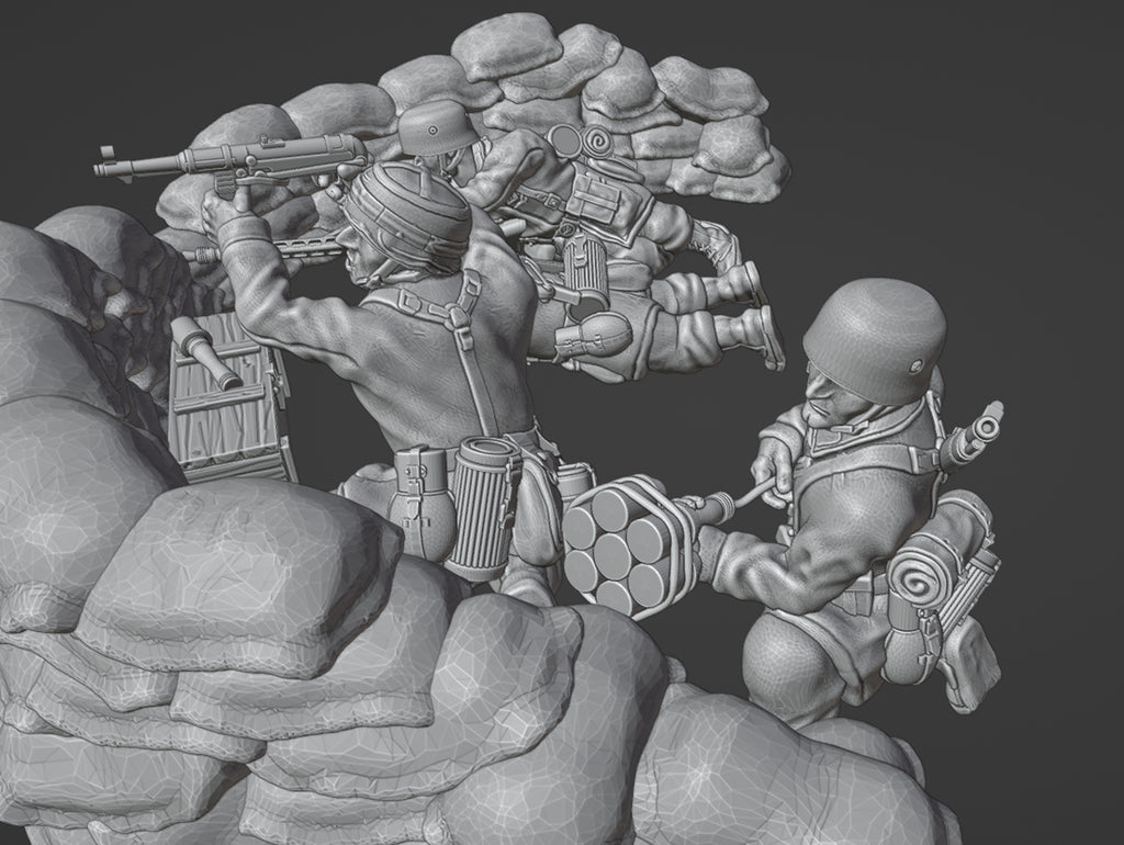 Col.Muller Fallschirmjager in fortified sandbag position