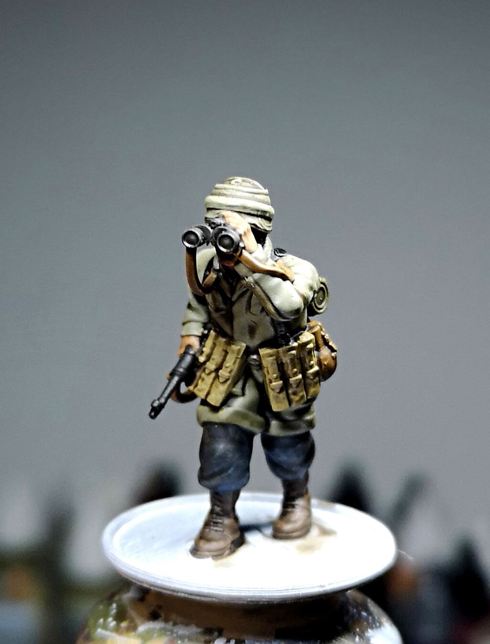 Col.Muller German Paratrooper NCO observing with binoculars.