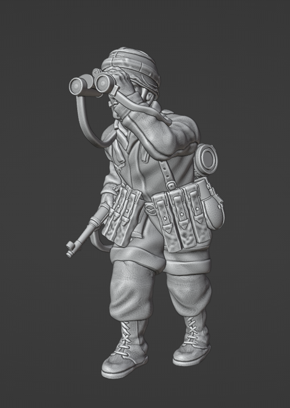 Col.Muller German Paratrooper NCO observing with binoculars.