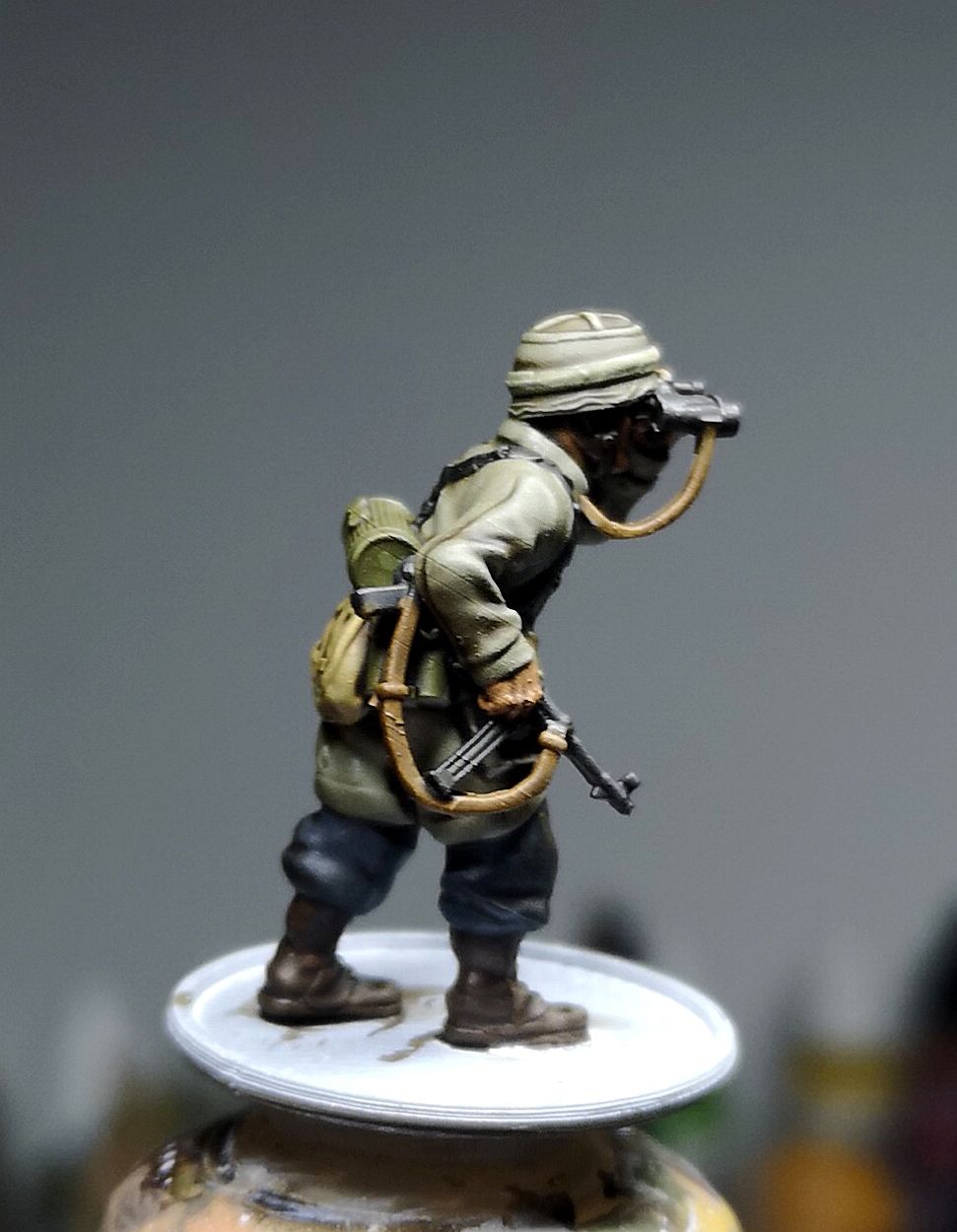 Col.Muller German Paratrooper NCO observing with binoculars.