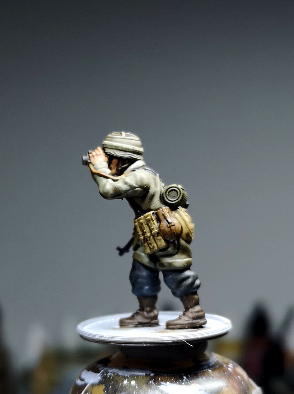 Col.Muller German Paratrooper NCO observing with binoculars.