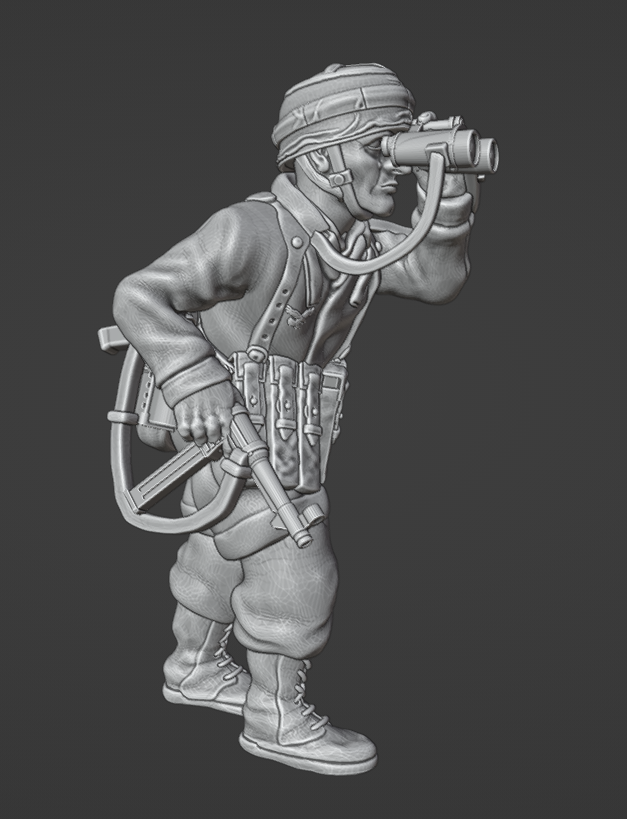 Col.Muller German Paratrooper NCO observing with binoculars.