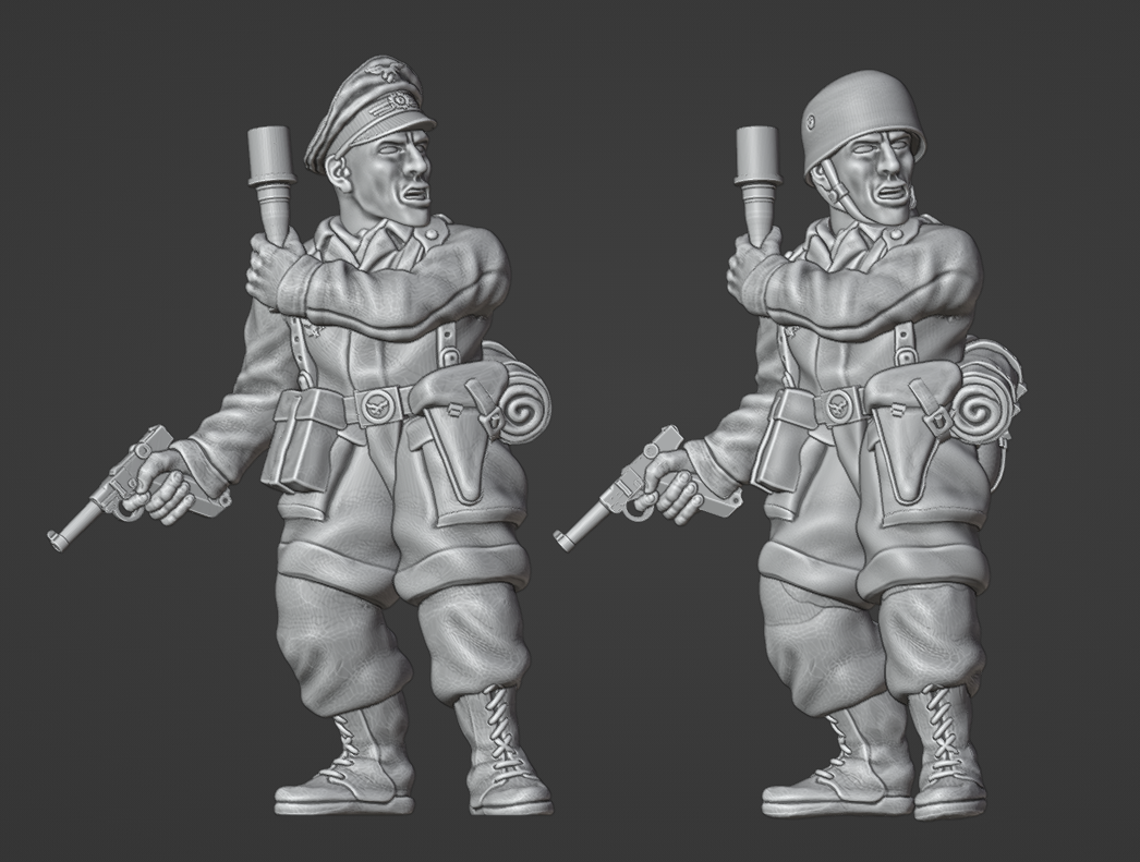 Col.Muller German Paratrooper Officer with grenade and pistol (2 versions)