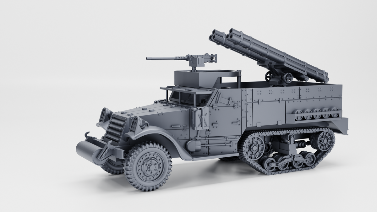 WG3D Halftrack M2A1 with two triple rocket launcher tubes (US, WW2)