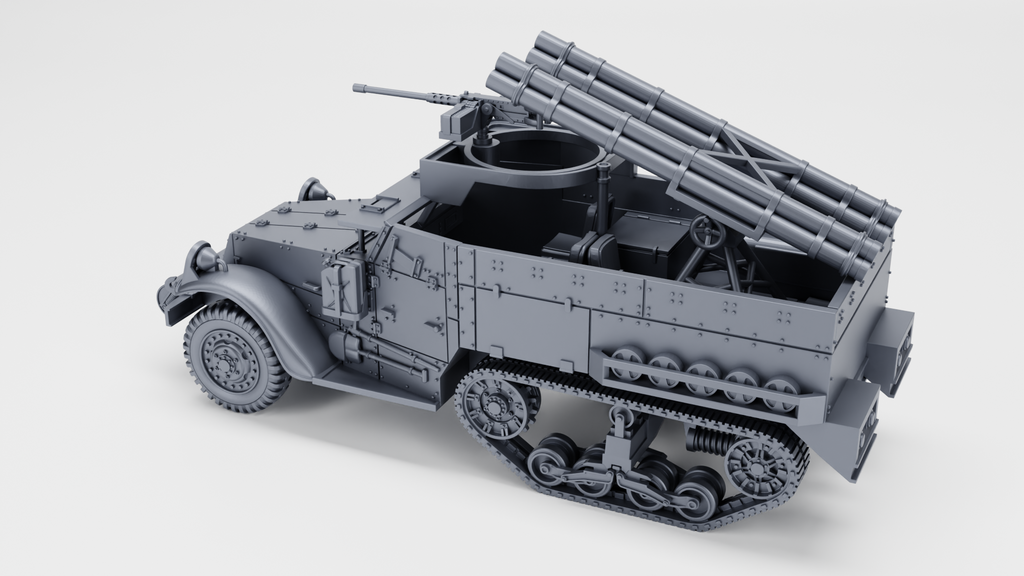 WG3D Halftrack M2A1 with two triple rocket launcher tubes (US, WW2)