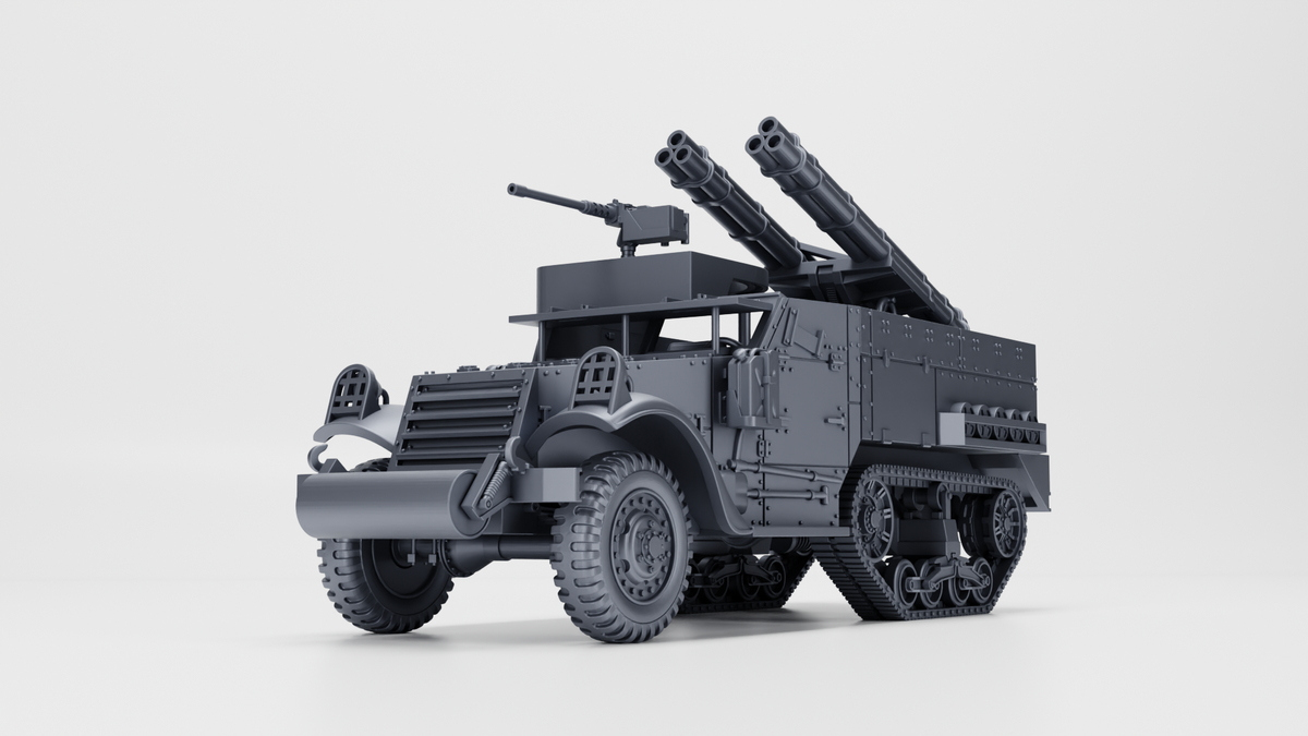 WG3D Halftrack M2A1 with two triple rocket launcher tubes (US, WW2)