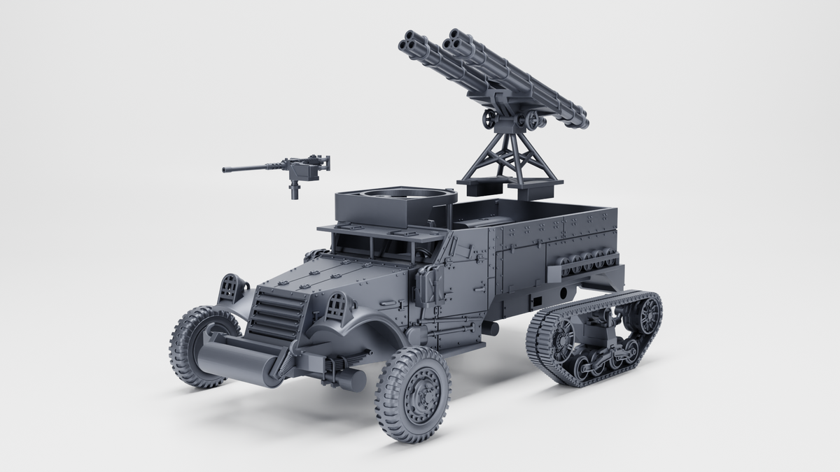 WG3D Halftrack M2A1 with two triple rocket launcher tubes (US, WW2)