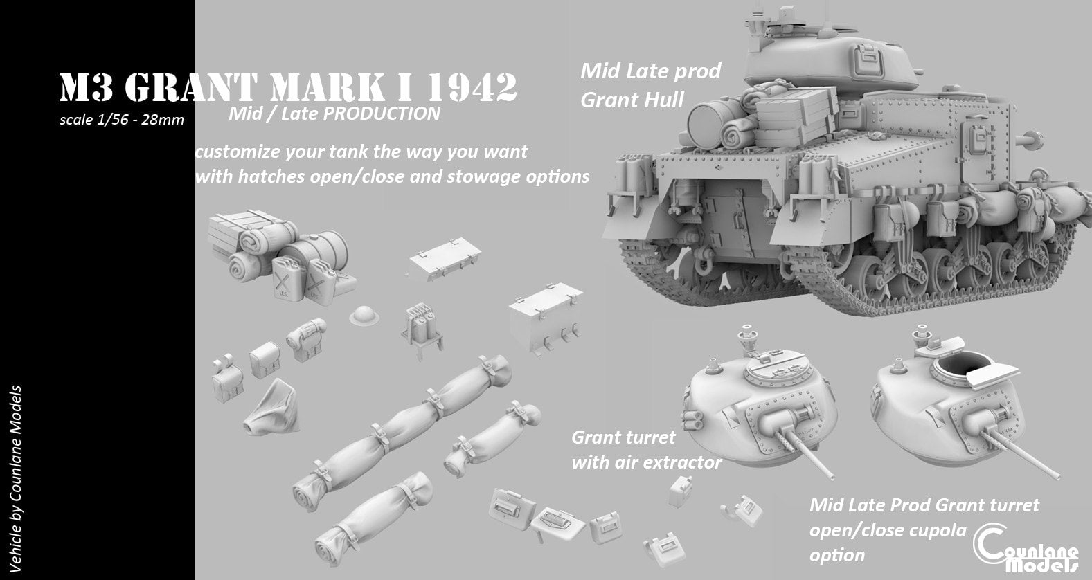 Counlane M3 Grant Mark I  Mid/Late prod 1942 (UK, WW2)