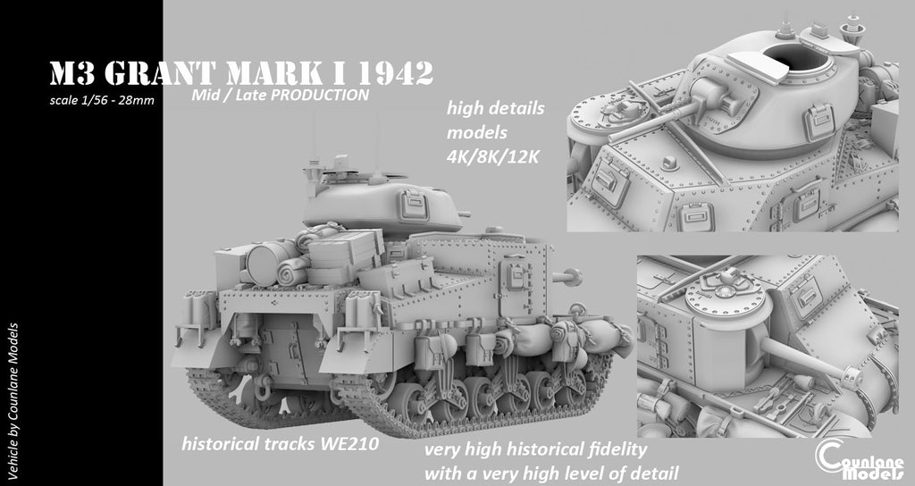 Counlane M3 Grant Mark I  Mid/Late prod 1942 (UK, WW2)