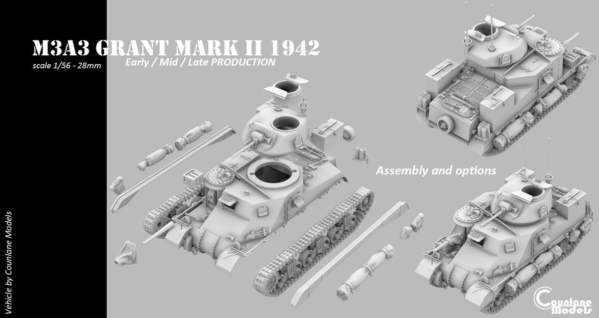 Counlane M3A3 Grant Mark II early/mid/late prod (UK, WW2)