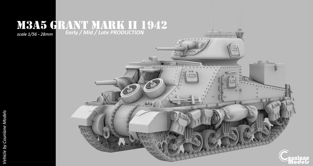 Counlane M3A5 Grant Mark II early/mid/late prod (UK, WW2)