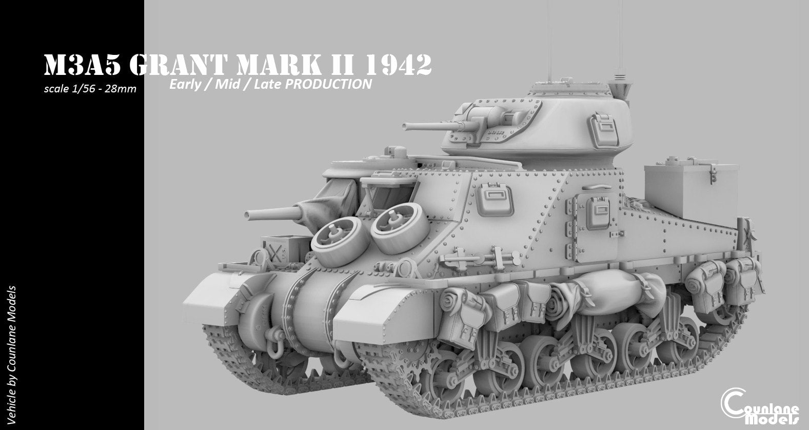 Counlane M3A5 Grant Mark II early/mid/late prod (UK, WW2)