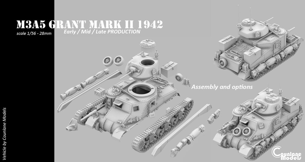 Counlane M3A5 Grant Mark II early/mid/late prod (UK, WW2)
