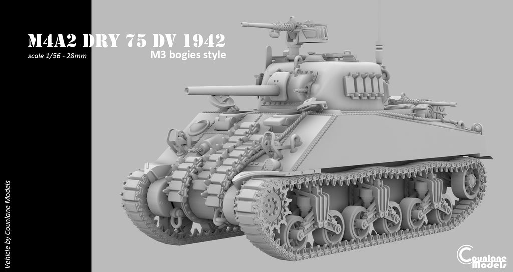 Counlane Sherman M4A2 early DV Hull, M3 bogies style (USA/UK/SOVIET, WW2)