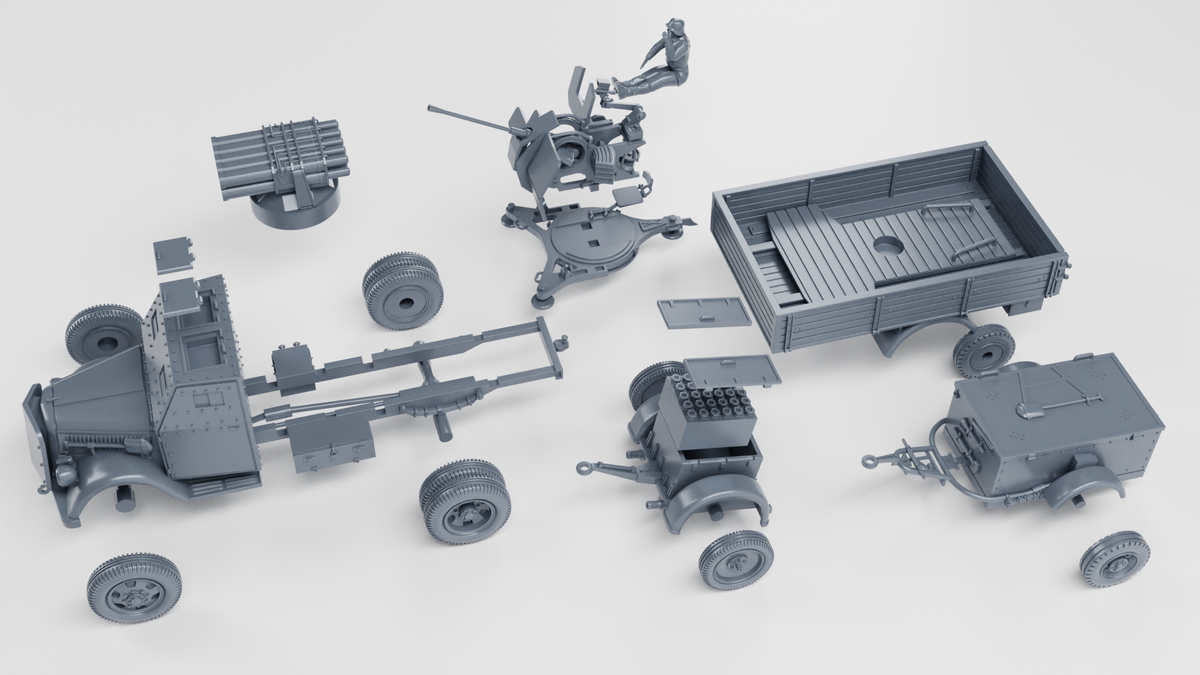 WG3D Opel Blitz with FLAK38 20mm with armored cab (+15cm Panzerwerfer) (Germany, WW2)