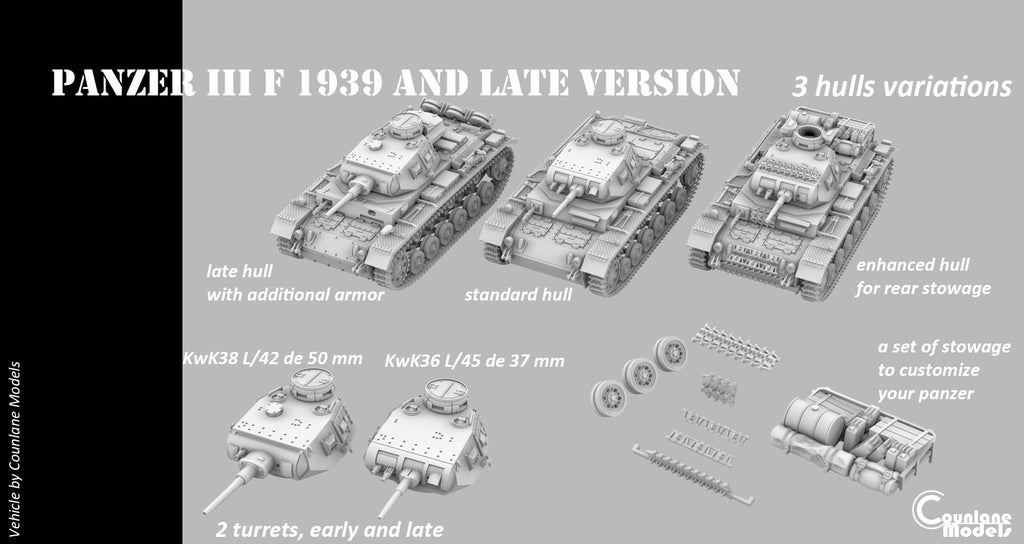 Counlane Panzer III Ausf F 1939 and Late Version (Germany, WW2)