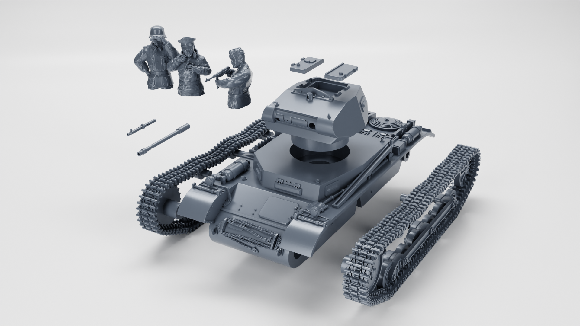 WG3D Panzer II Ausf.A (Sd.Kfz.121) + 3 Tankmen (Germany, 1934, Interwar)