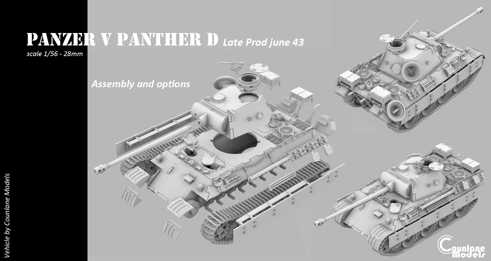 Counlane Panzer V Panther Ausf. D Late after Sept 1943 with Zimmerit Damaged (Germany, WW2)