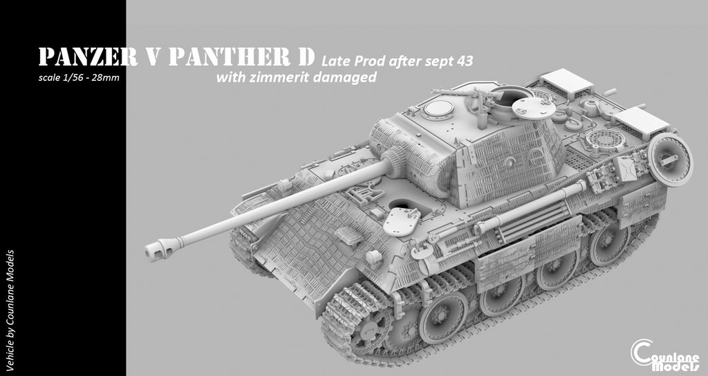 Counlane Panzer V Panther Ausf. D Late after Sept 1943 with Zimmerit Damaged (Germany, WW2)