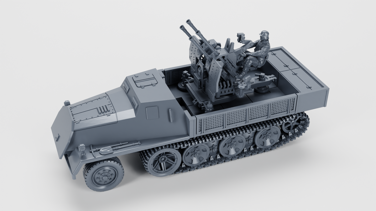 WG3D Halftrack Schwerer Wehrmachtschlepper (SWS) armored cabin + 37mm FlaK37 or 20mm Flak38 auf sWS (Germany, WW2)