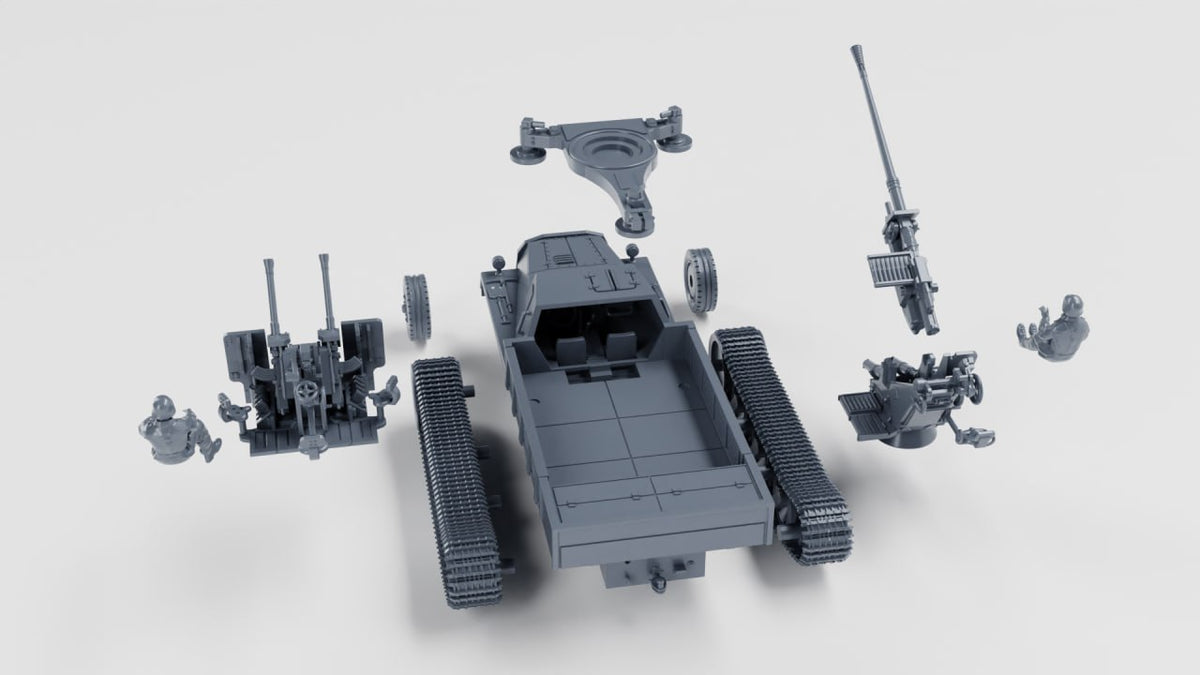 WG3D Halftrack Schwerer Wehrmachtschlepper (SWS) armored cabin + 37mm FlaK37 or 20mm Flak38 auf sWS (Germany, WW2)