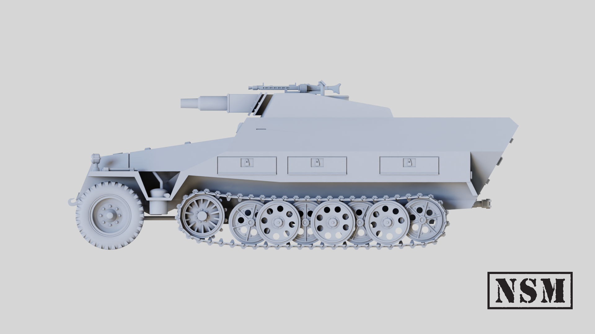 NSM Halftrack 251/9 D with with Light Howitzer (Germany, WW2)
