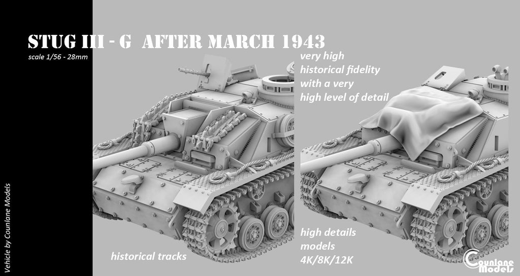 Counlane Stug III G after march-1943 (Germany, WW2)