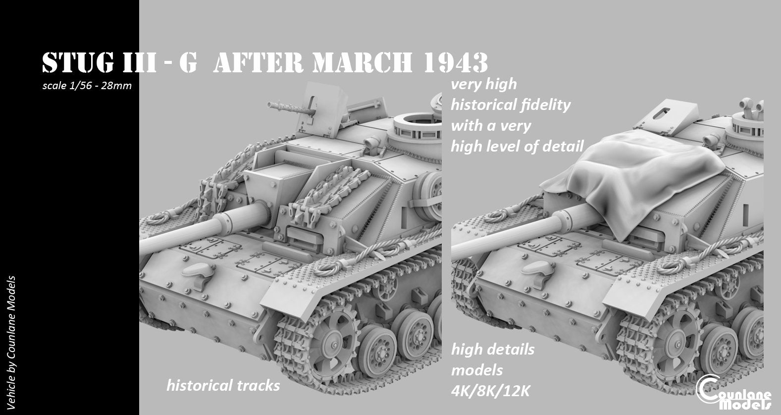 Counlane Stug III G after march-1943 (Germany, WW2)