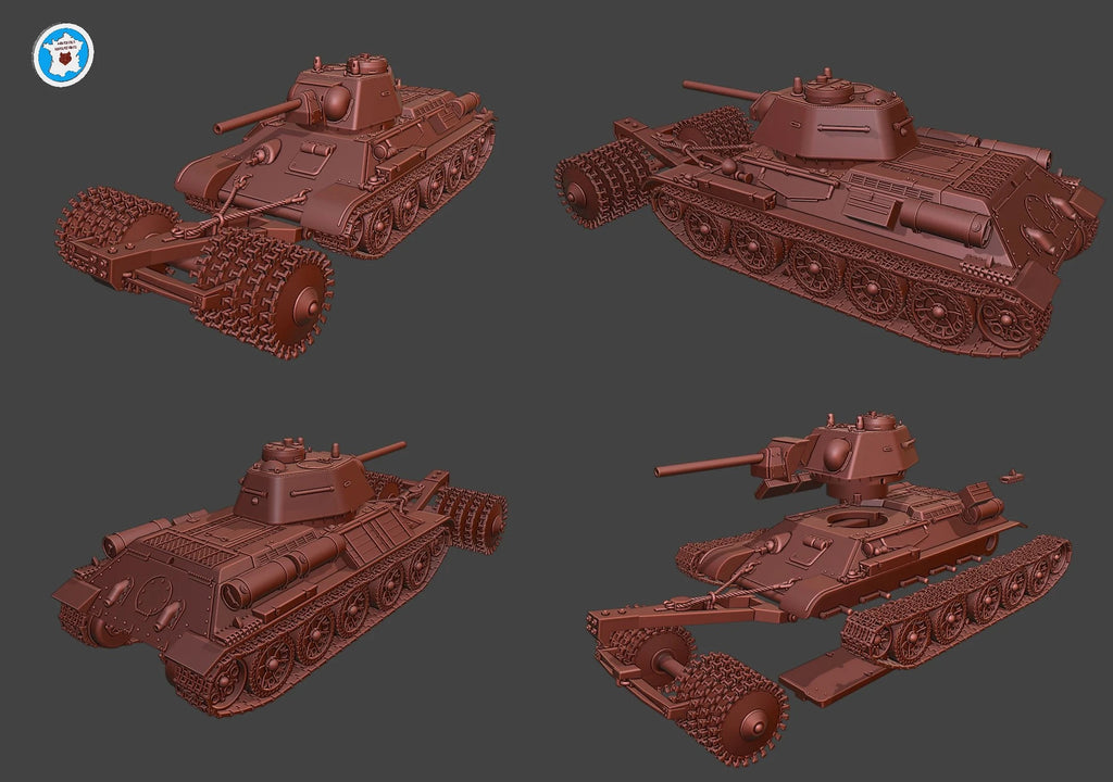 Arvernes T-34/76 m.1943 + PT3 Mine Roller (Soviet, WW2)