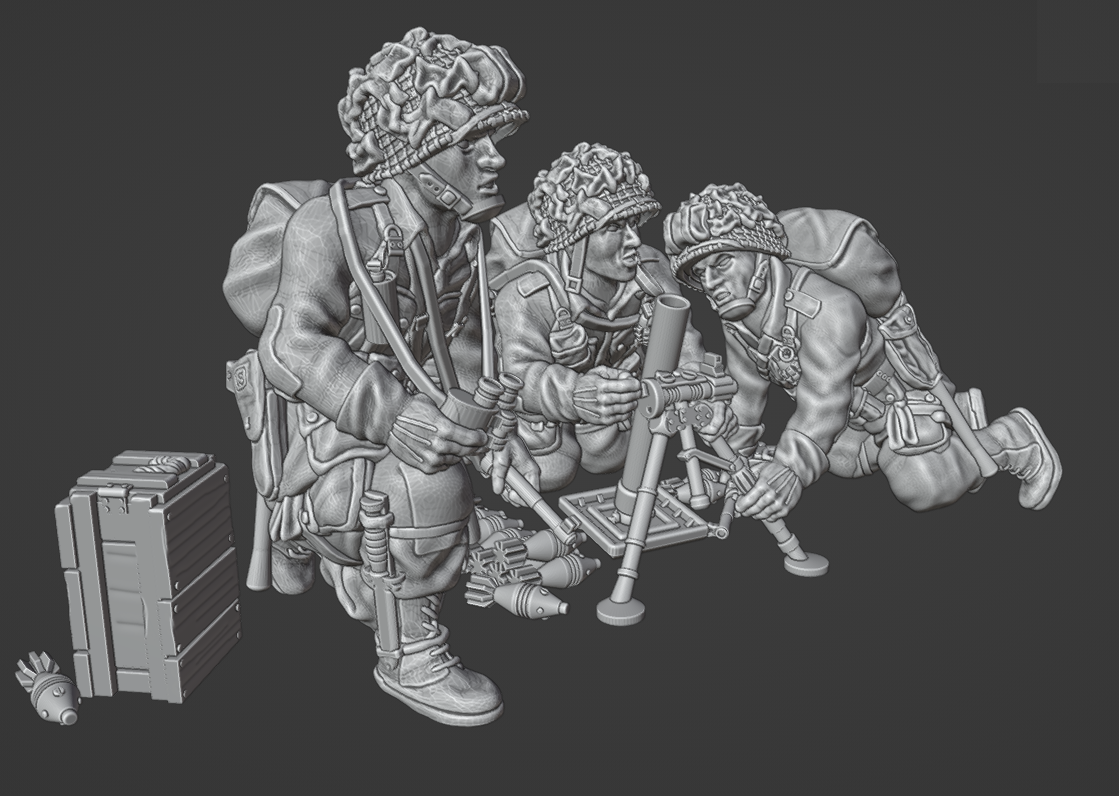 Col.Muller US Paratroopers Light Mortar and Crew