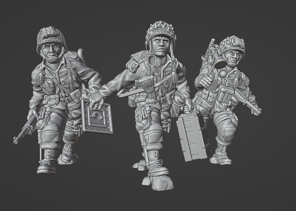 Col.Muller US Paratroopers Light Mortar and Crew Moving