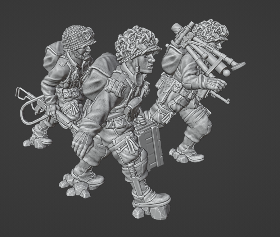 Col.Muller US Paratroopers Light Mortar and Crew Moving