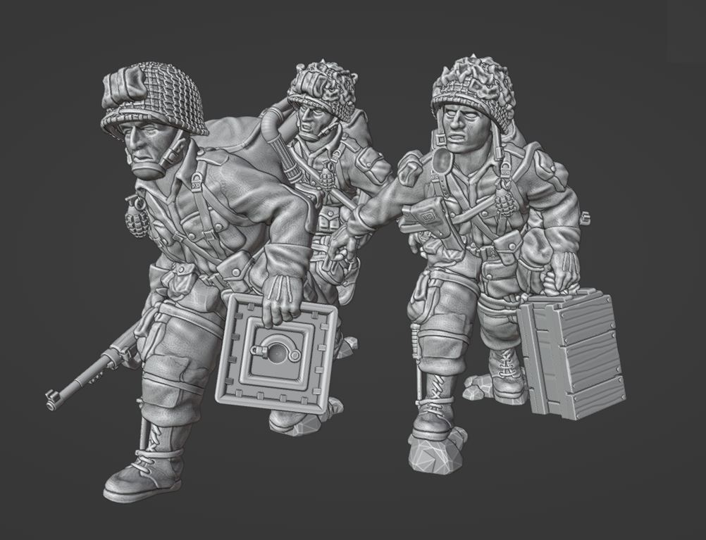 Col.Muller US Paratroopers Light Mortar and Crew Moving