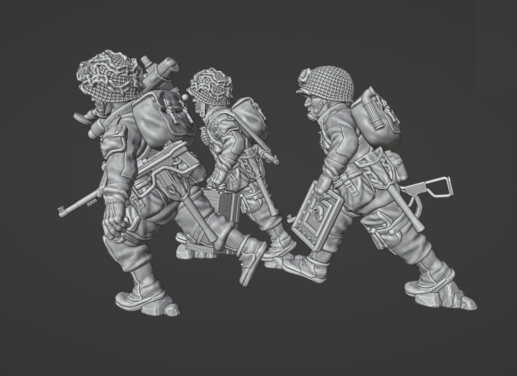 Col.Muller US Paratroopers Light Mortar and Crew Moving