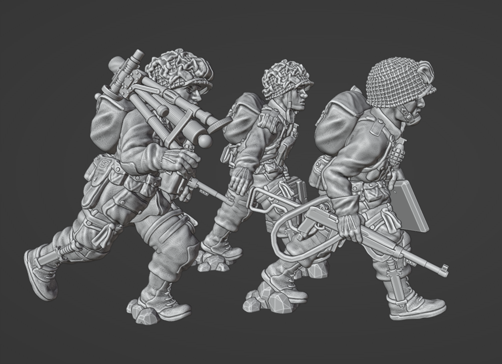 Col.Muller US Paratroopers Light Mortar and Crew Moving