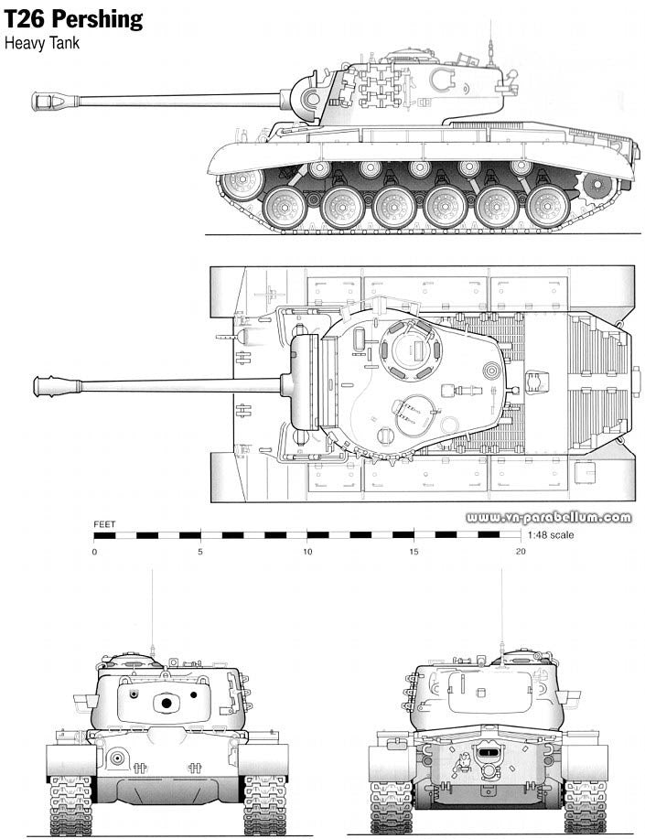 WG3D M26 Pershing Heavy/Medium Tank (US, WW2, Korean+Vietnam war)