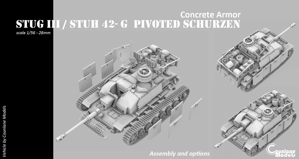 Counlane Stug III / Stuh 42 G pivoted schurzen concrete armor (Germany, WW2)