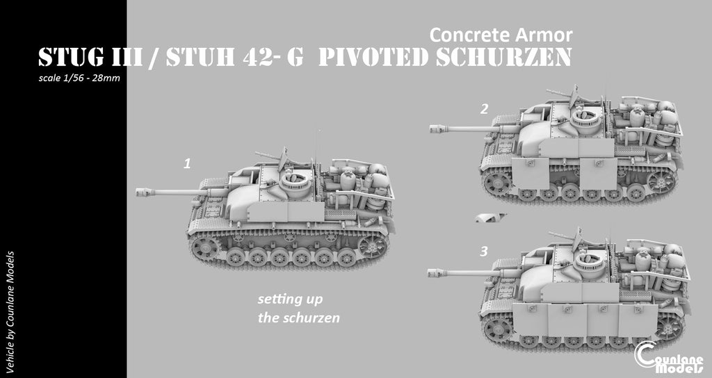 Counlane Stug III / Stuh 42 G pivoted schurzen concrete armor (Germany, WW2)
