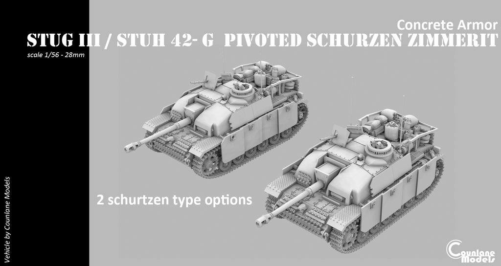Counlane Stug III / Stuh 42 G pivoted schurzen concrete armor (Germany, WW2)
