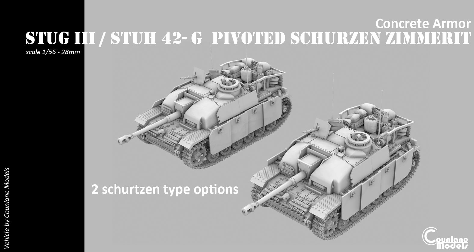 Counlane Stug III / Stuh 42 G pivoted schurzen concrete armor (Germany, WW2)