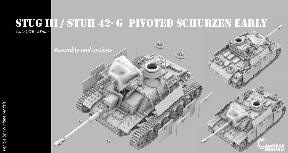 Counlane Stug III / Stuh 42 G pivoted schurzen early (Germany, WW2)