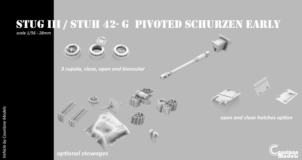 Counlane Stug III / Stuh 42 G pivoted schurzen early (Germany, WW2)