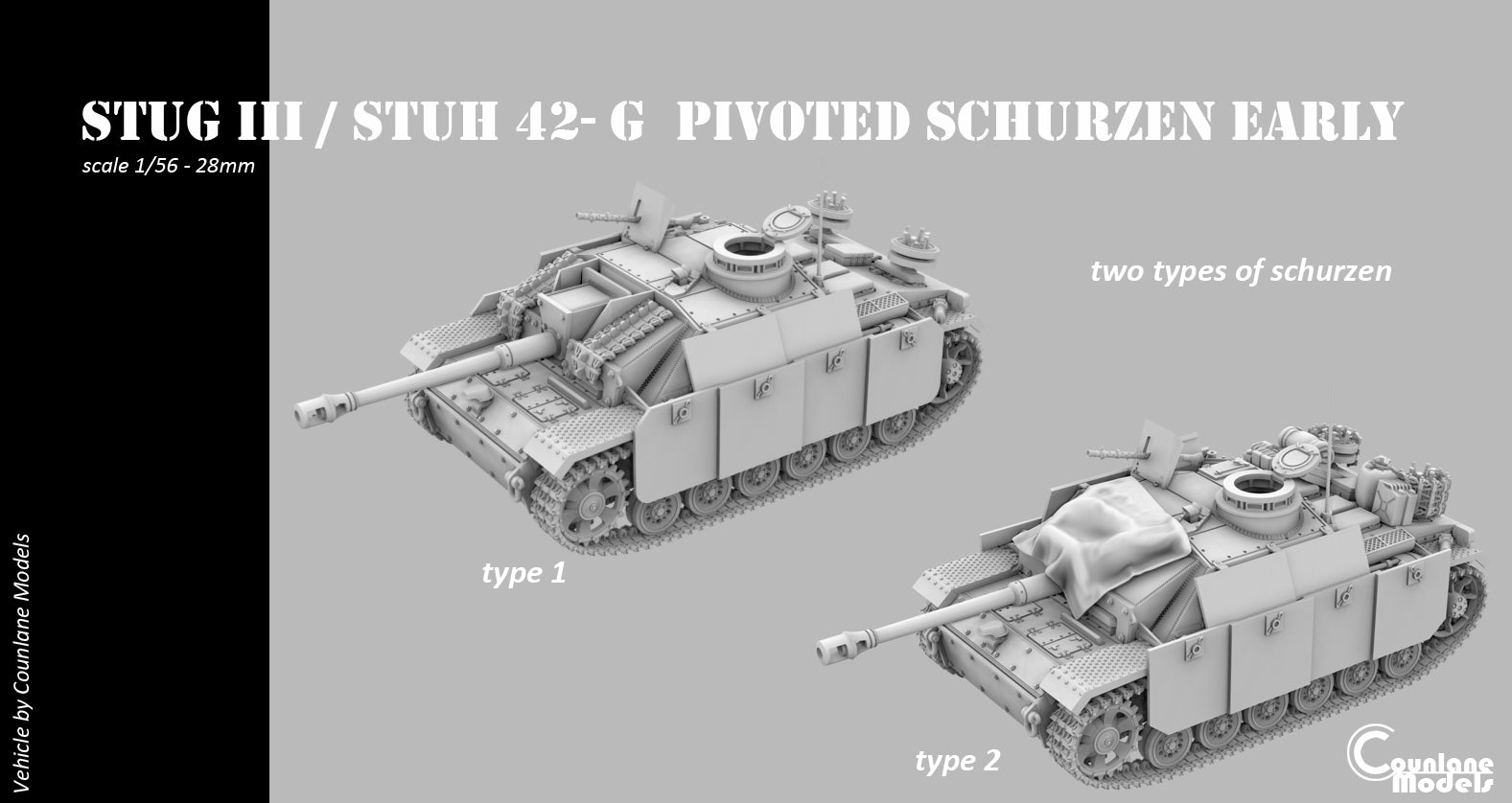 Counlane Stug III / Stuh 42 G pivoted schurzen early (Germany, WW2)